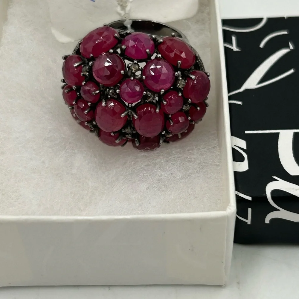 Bavna Sterling, silver and genuine Ruby, ring size 7,